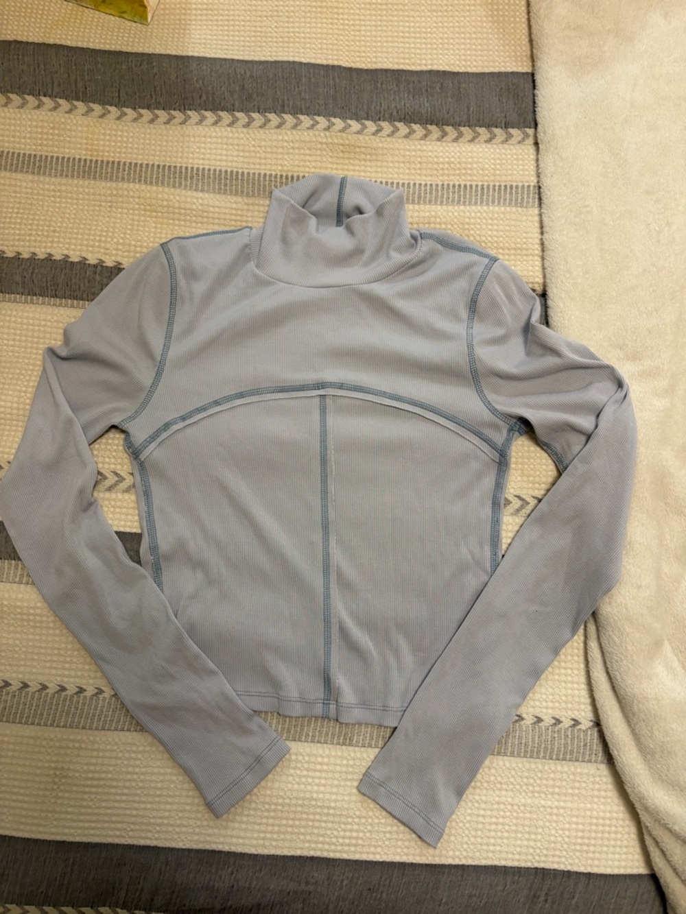 Wilfred Light Blue Ribbed Mock Neck Top